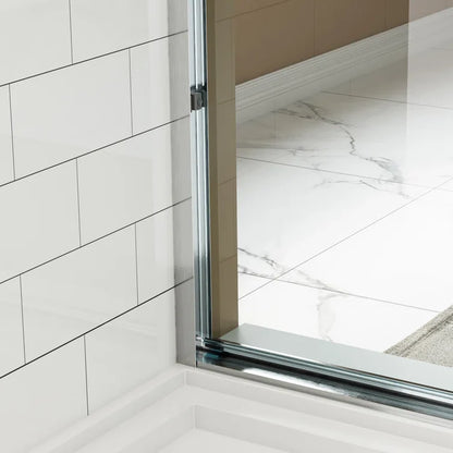 Bathroom Sliding Glass Door 59 Inch Brushed Nickel Frameless Shower Door Model BE5972-BN