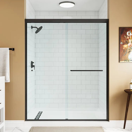 Frameless Sliding Shower Door 59 Inch Matte Black Shower Door Model BE5972-MB