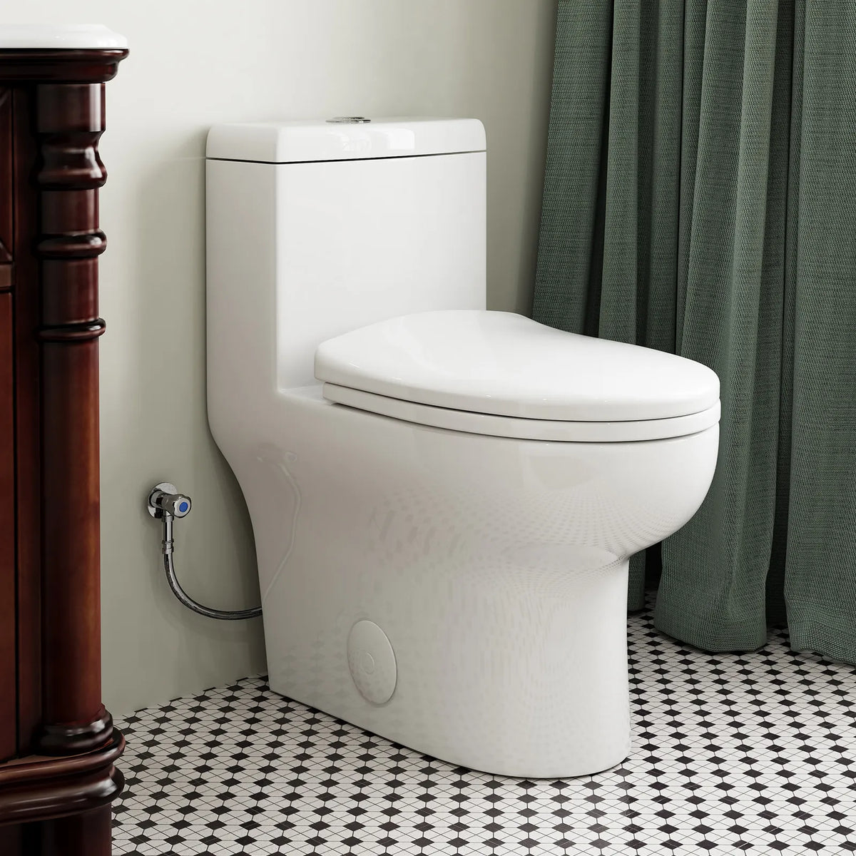 HOROW 76D 12-Inch Rough-In Dual Flush One-Piece Toilet with Quick-Release Seat