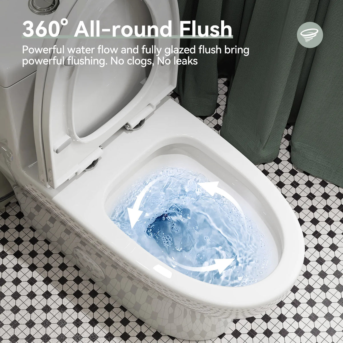 HOROW 76D 12-Inch Rough-In Dual Flush One-Piece Toilet with Quick-Release Seat