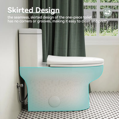 HOROW 76D 12-Inch Rough-In Dual Flush One-Piece Toilet with Quick-Release Seat