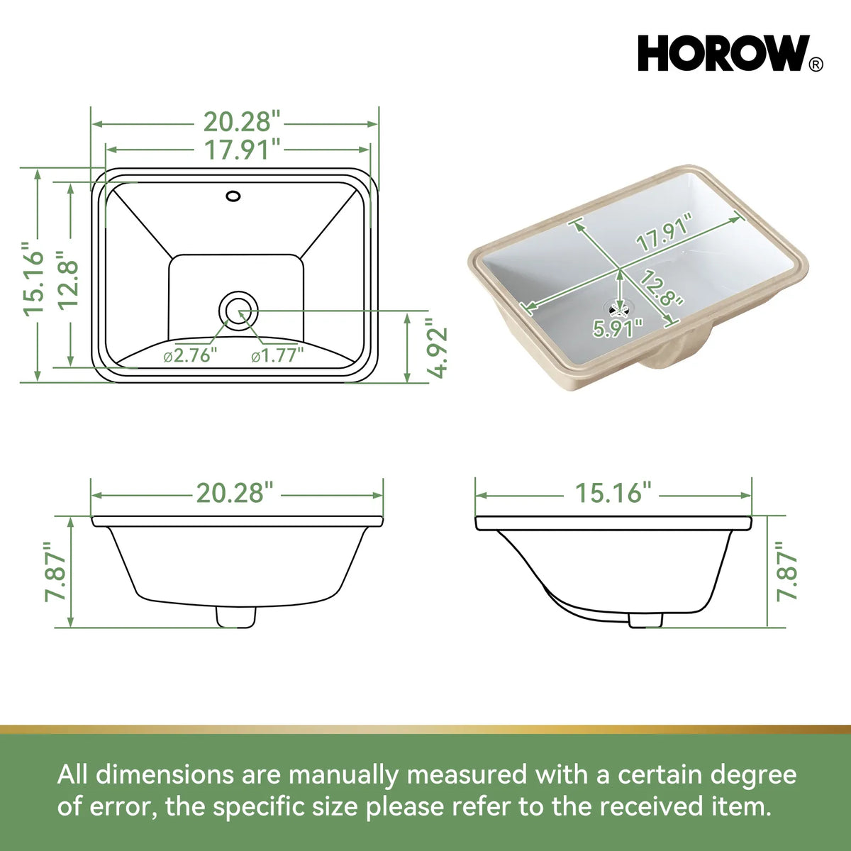 Rectangular Undermount Bathroom Sink 20 Inch Undermount Sink Model HWTP-S5138D