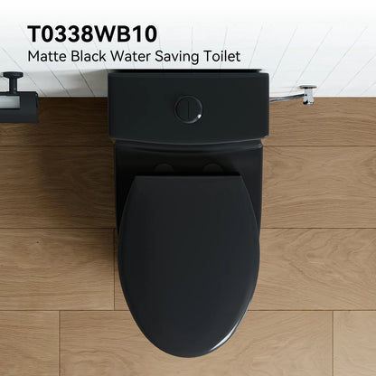 HOROW T0338B-10 10-Inch Rough-In Matte Black One-Piece Dual Flush Toilet, ADA Compliant