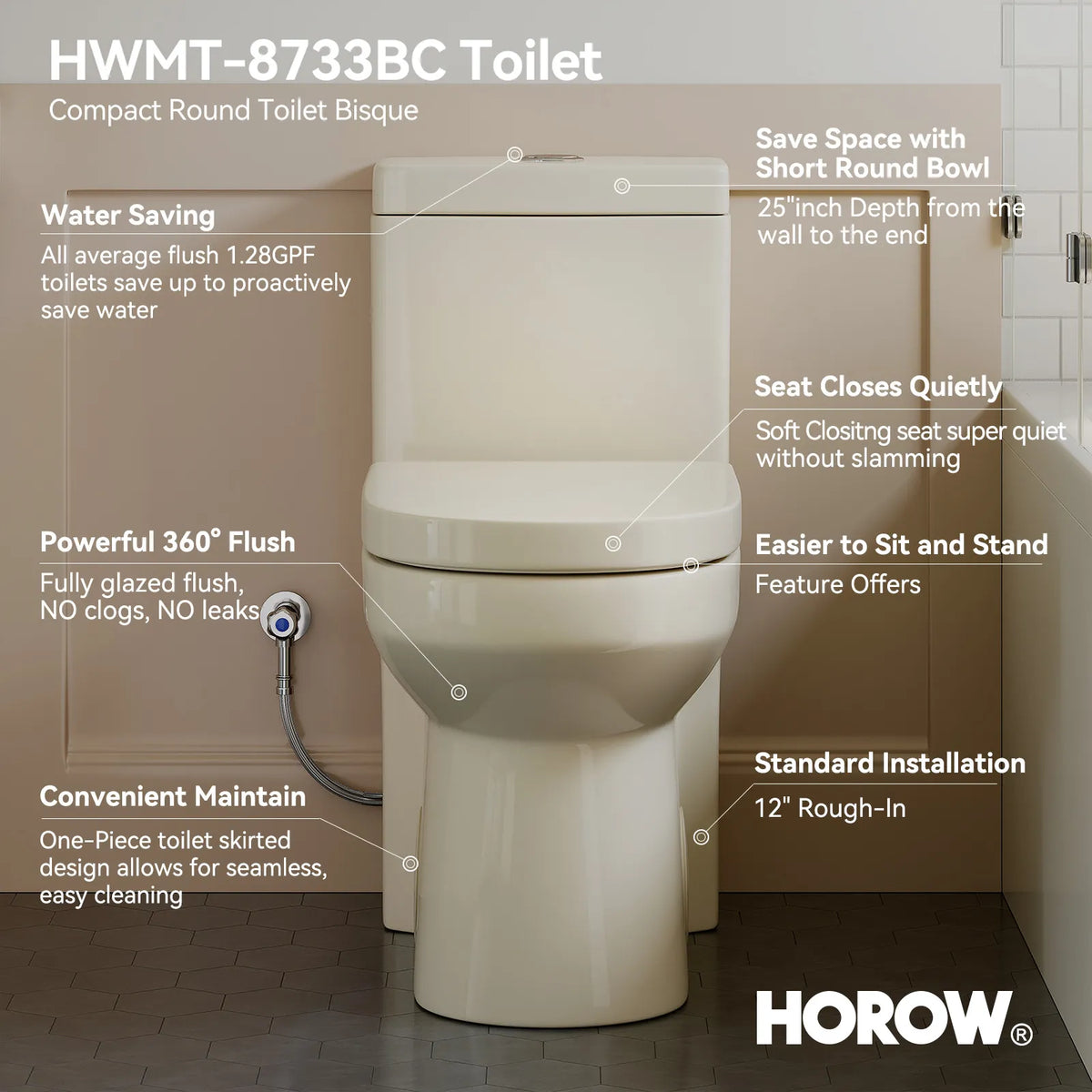 HWMT-8733BC biscuit one-piece toilet