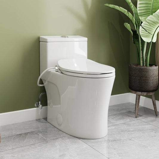 HOROW T0338W-BD ADA Dual Flush One-Piece Toilet with B0400 Bidet