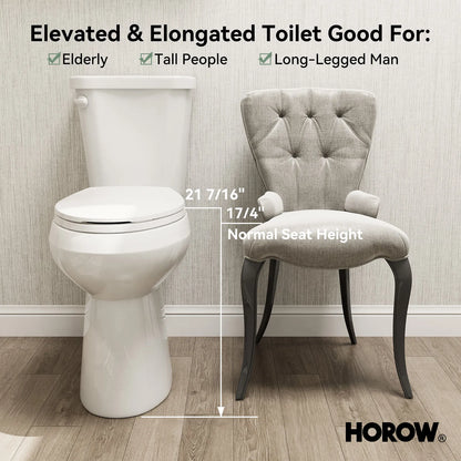 HOROW HWTT-E03S 2-Piece Toilet with 21" Comfort Height & Soft Close Seat