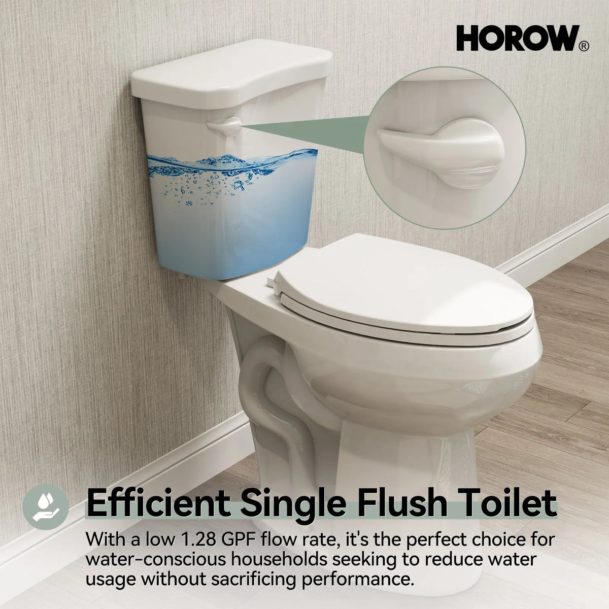 HOROW HWTT-E03S 2-Piece Toilet with 21" Comfort Height & Soft Close Seat