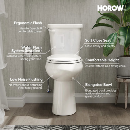 HOROW HWTT-E03S 2-Piece Toilet with 21" Comfort Height & Soft Close Seat