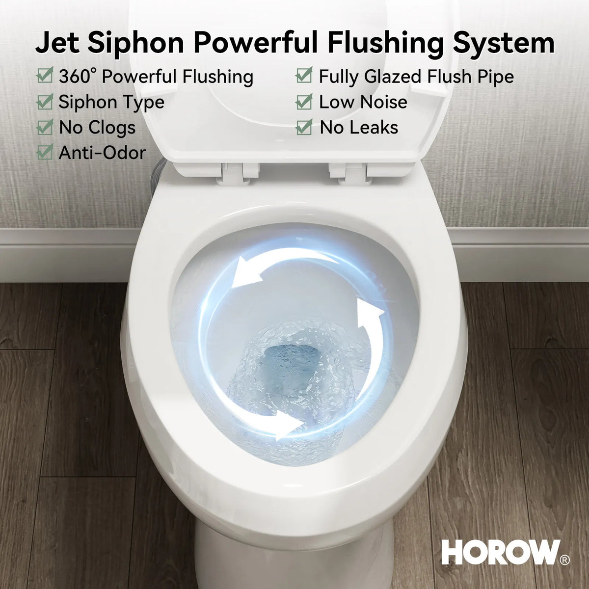 HOROW HWTT-E03S 2-Piece Toilet with 21" Comfort Height & Soft Close Seat