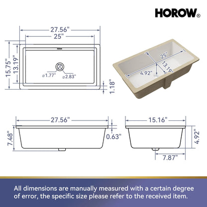 Rectangular Undermount Bathroom Sink 27 Inch Undermount Sink Model HWTP-S7040D
