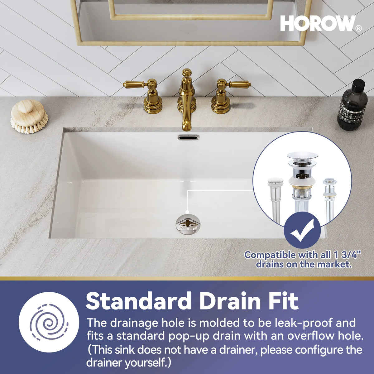 Rectangular Undermount Bathroom Sink 27 Inch Undermount Sink Model HWTP-S7040D