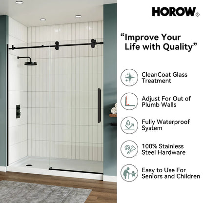 Black Sliding Shower Door 1200mm 8mm Glass Sliding Frameless Model MI6076-MB