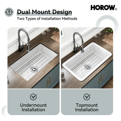 32 Inch Undermount Topmount Kitchen Sink with Heat Resistant Model S3219W