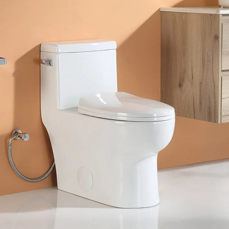 HOROW ST076W Single Flush One Piece Toilet – Fully Skirted, Compact Design