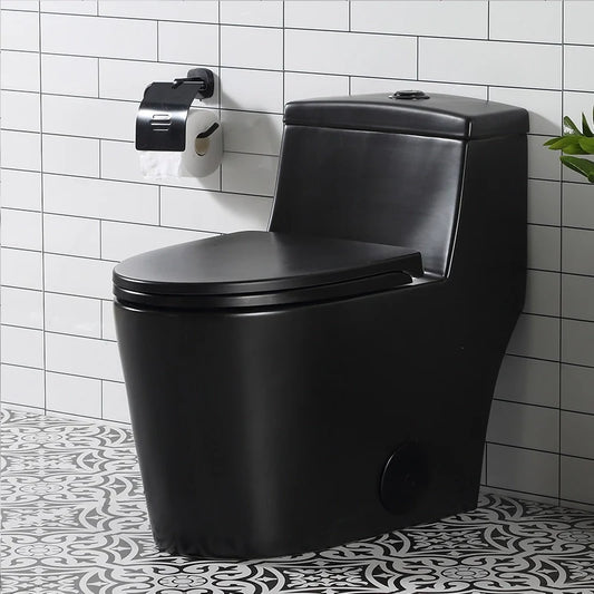 HOROW T0280B Matte Black One-Piece Toilet with Chair-Height Seat