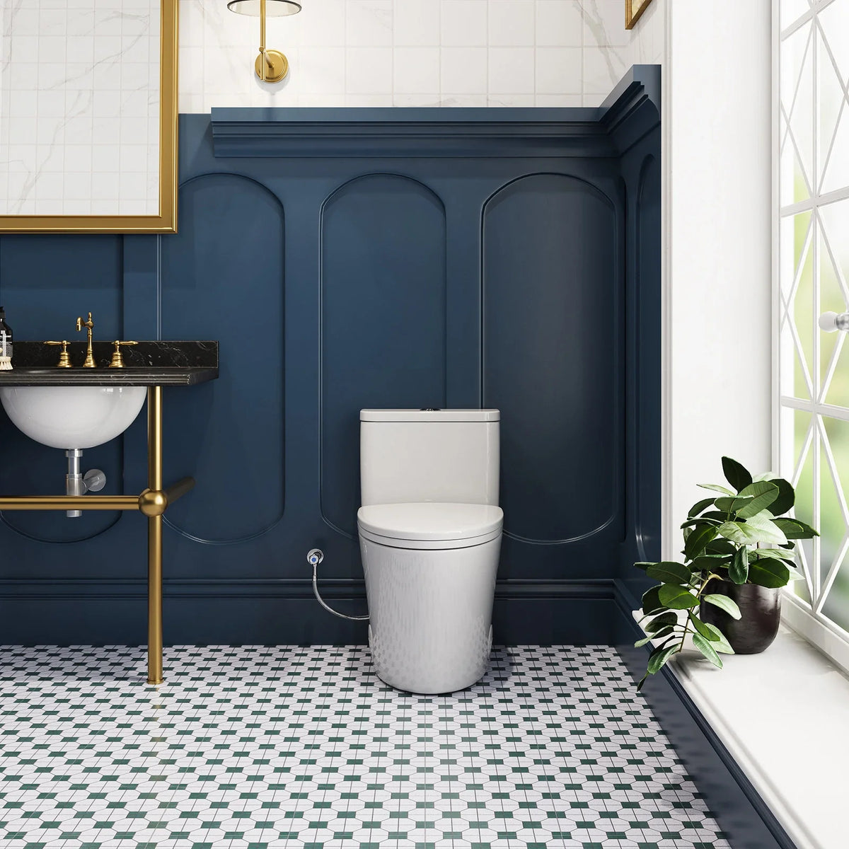 HOROW T0307W Standard Height One-Piece Skirted Toilet with Dual Flush