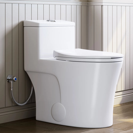 HOROW T0338WM Matte White One-Piece Toilet, ADA-Compliant