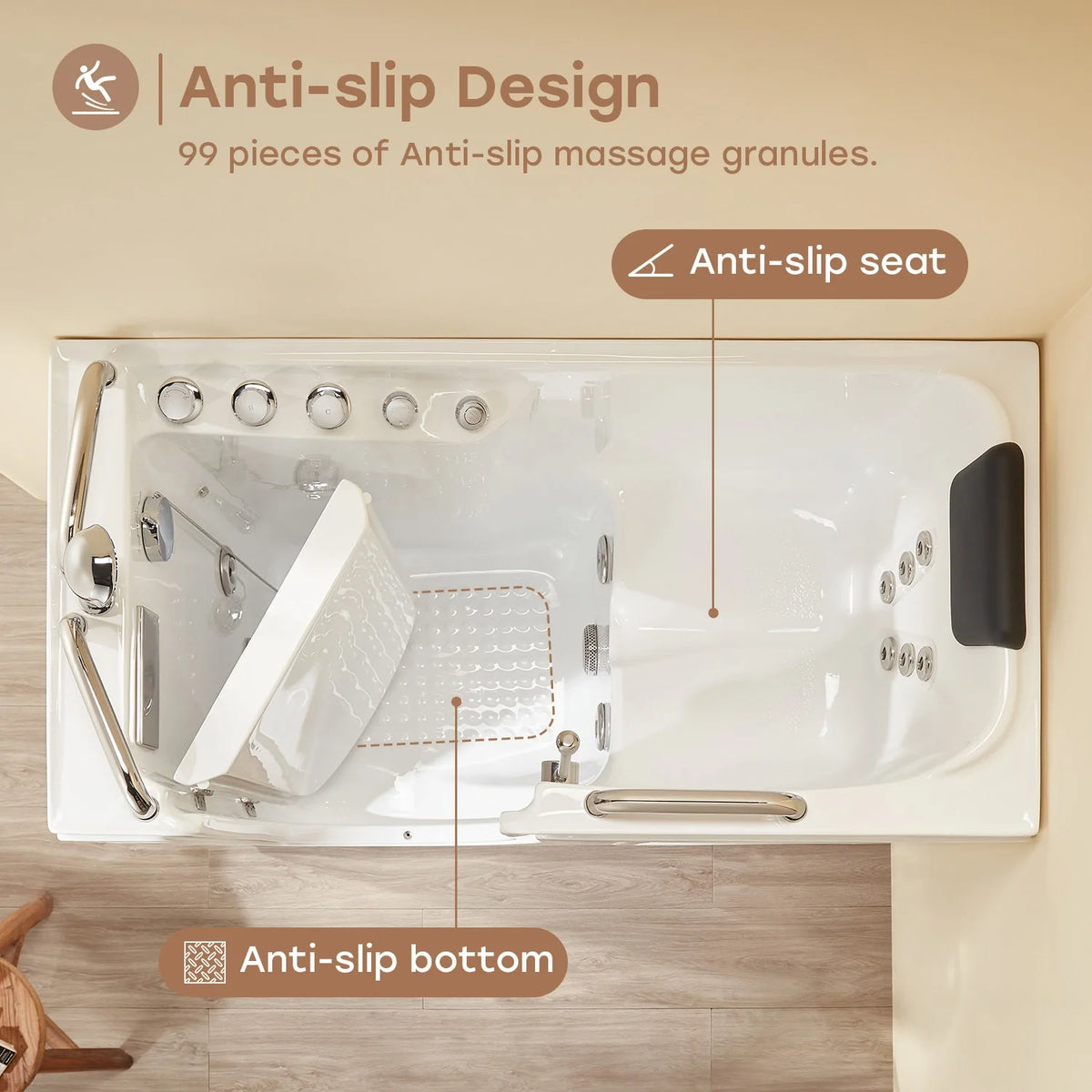 WT52-LE Walk-In Bathtub with Massage & Shower