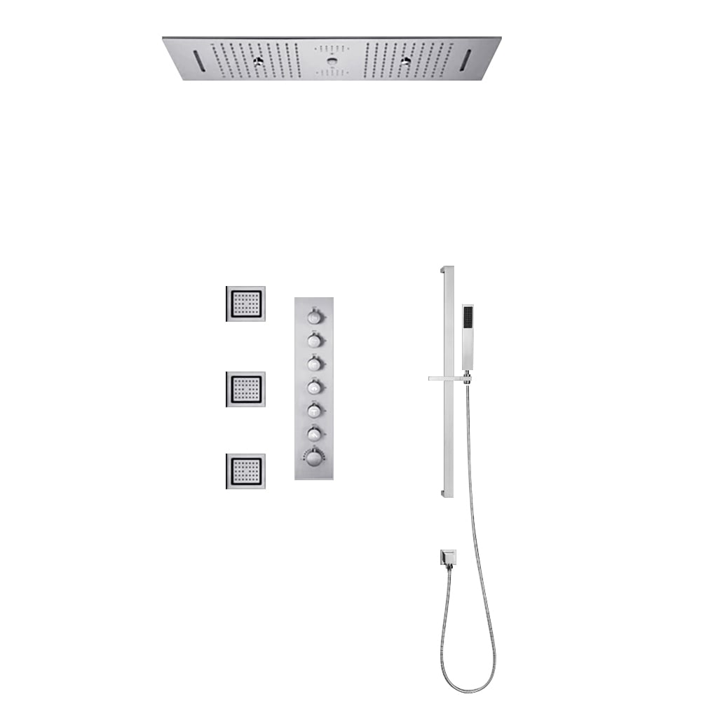 6 Functions Modern Thermostatic Massage Shower System Remote Controlled LED in Chrome