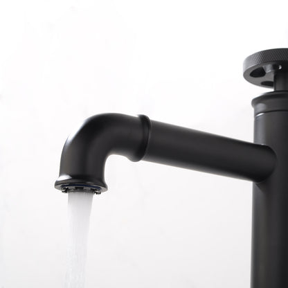 Ruth Industrial Matte Black Single Hole Bathroom Vessel Sink Faucet Single Handle Brass
