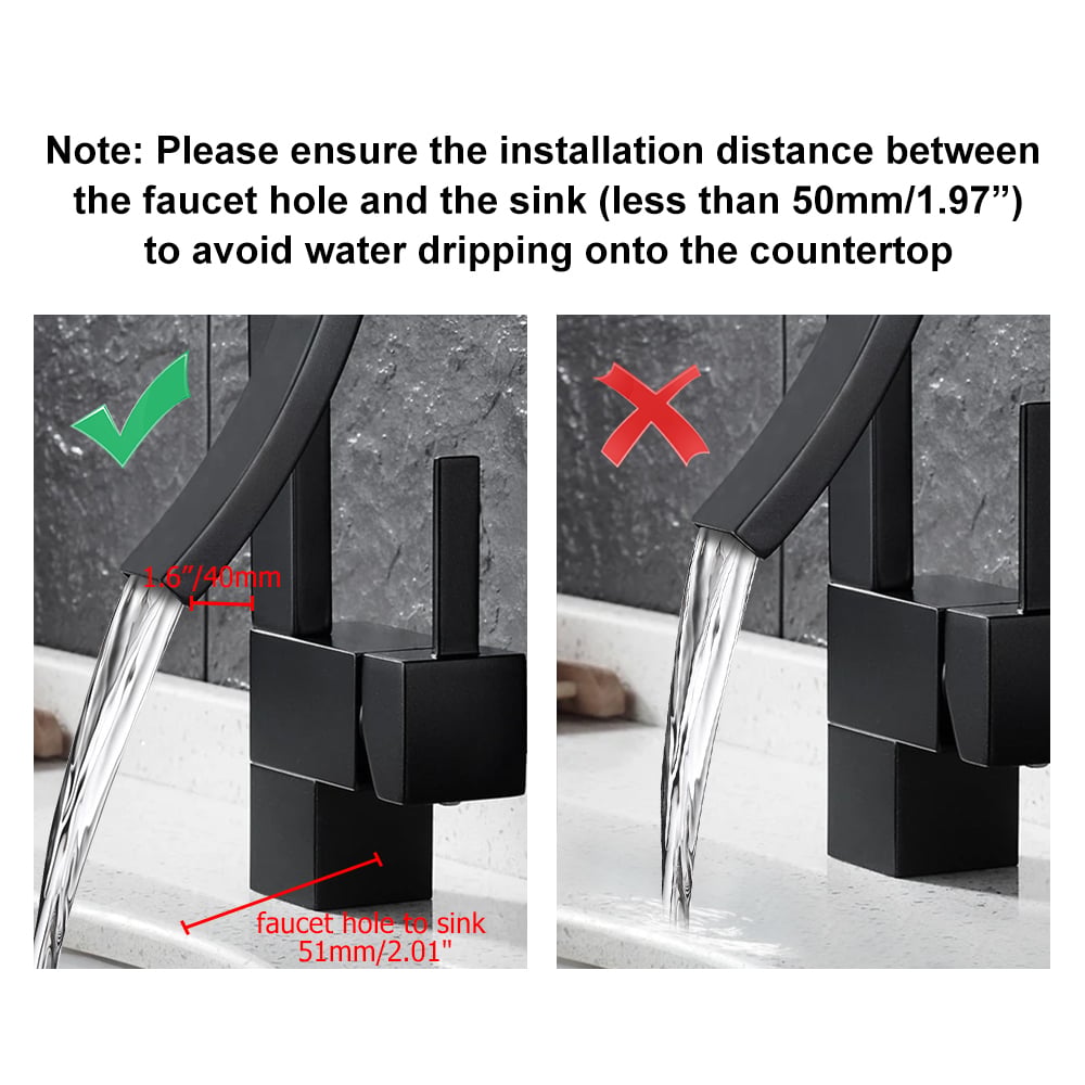Modern Design Single Handle 1-Hole Black Bathroom Sink Faucet with Waterfall Spout Brass