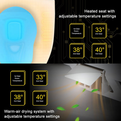 Hynova AX2 Automatic Smart Bidet Toilet with Auto Open/Close Lid Black 1.28 GPF