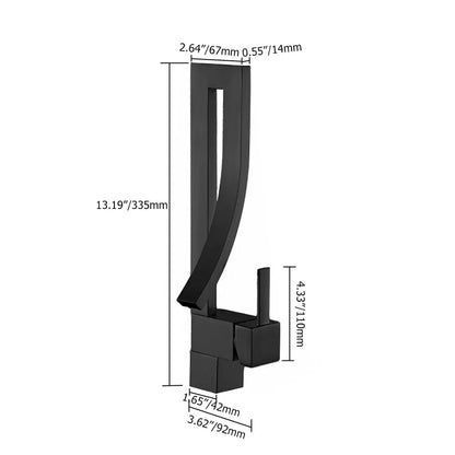Modern Design Single Handle 1-Hole Black Bathroom Sink Faucet with Waterfall Spout Brass