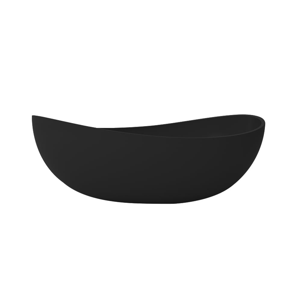 70" Modern Oval Freestanding Stone Resin Soaking Bathtub Black