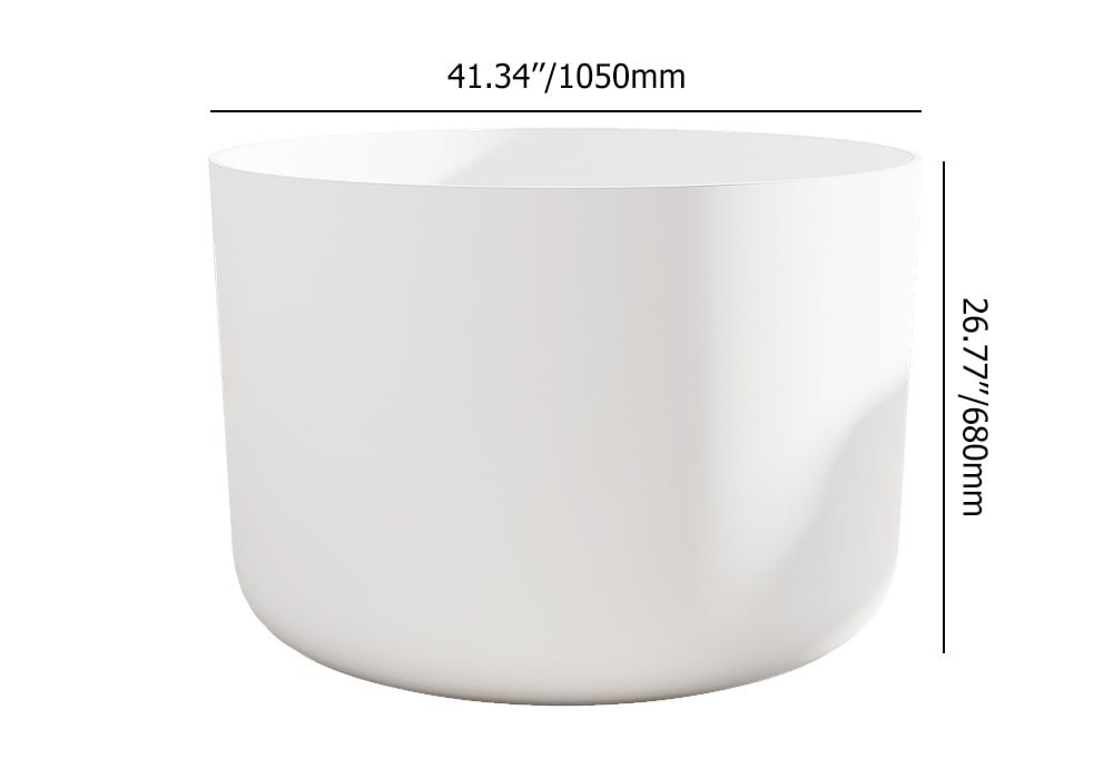 41" Japanese Modern Round  Freestanding Stone Soaking Bathtub White