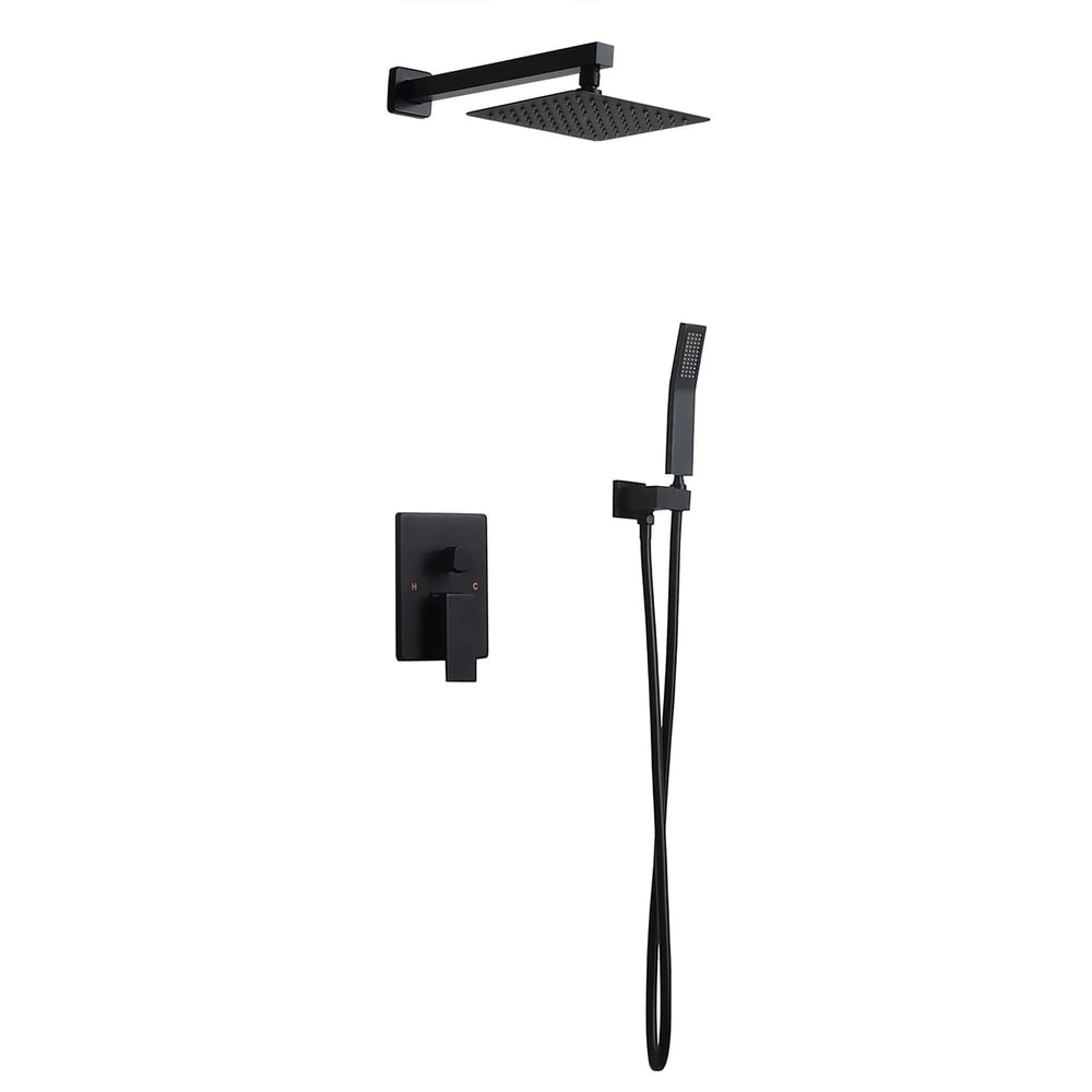 Modern 12" Wall Mounted Shower System with Handheld Shower Pressure Balance Valve