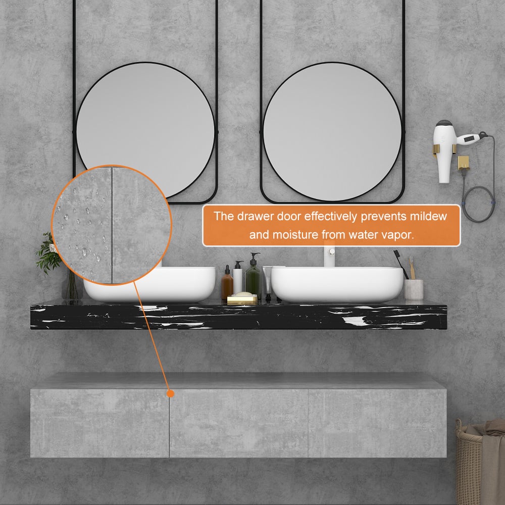 48" Modern Floating Bathroom Vanity Set with Single Vessel Sink Wall Mounted