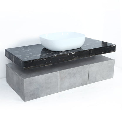 48" Modern Floating Bathroom Vanity Set with Single Vessel Sink Wall Mounted