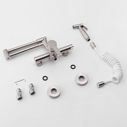 Modern Retractable Wall-mounted Pot Filler Brushed Nickel Kitchen Faucet with Spray