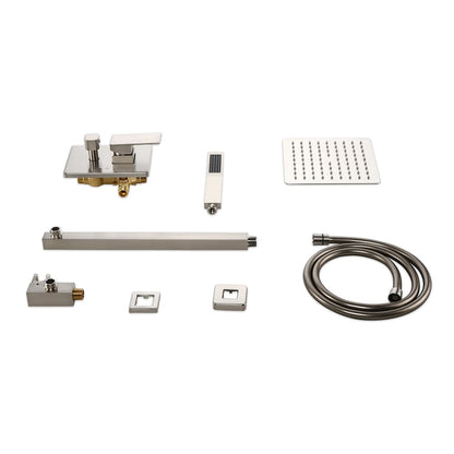 Modern 12" Wall Mounted Shower System with Handheld Shower Pressure Balance Valve