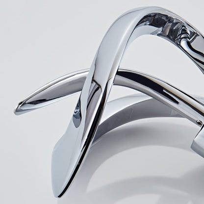 Waterfall Bathroom Sink Faucet in Chrome Single Handle Solid Brass