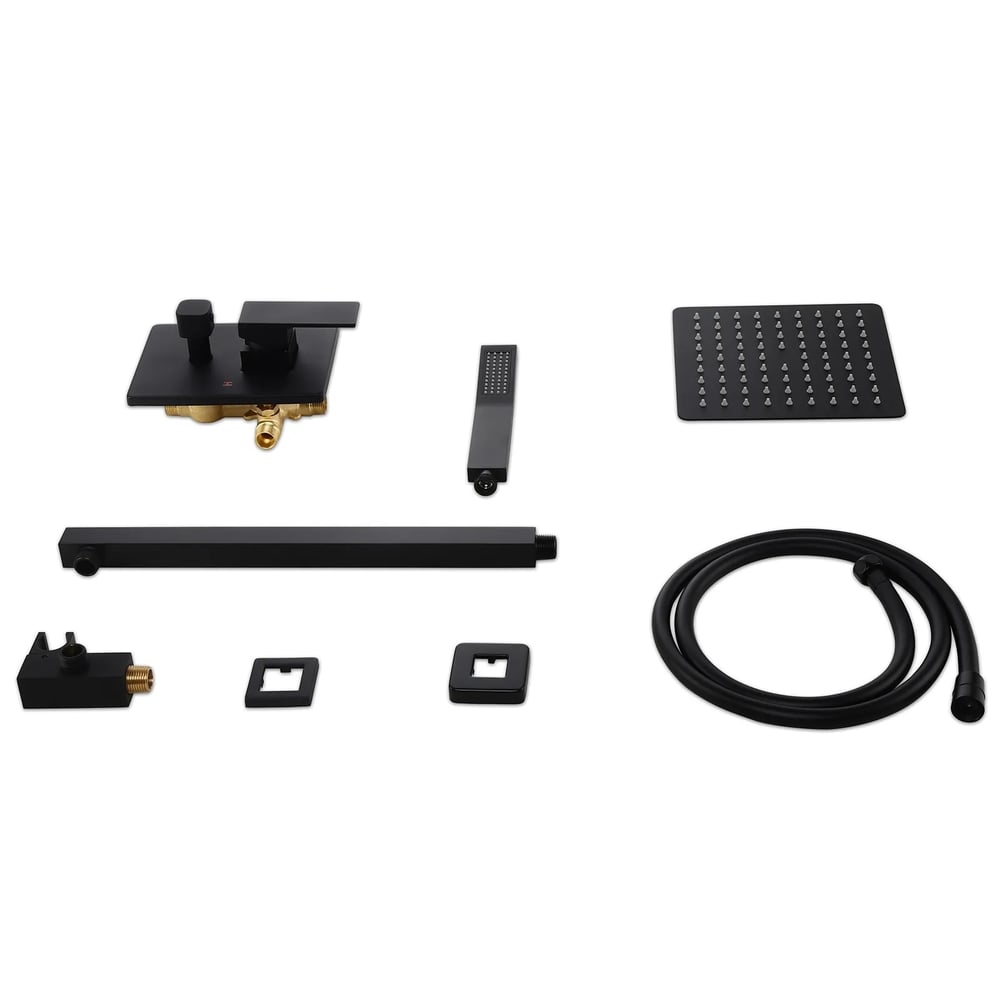 Modern 12" Wall Mounted Shower System with Handheld Shower Pressure Balance Valve