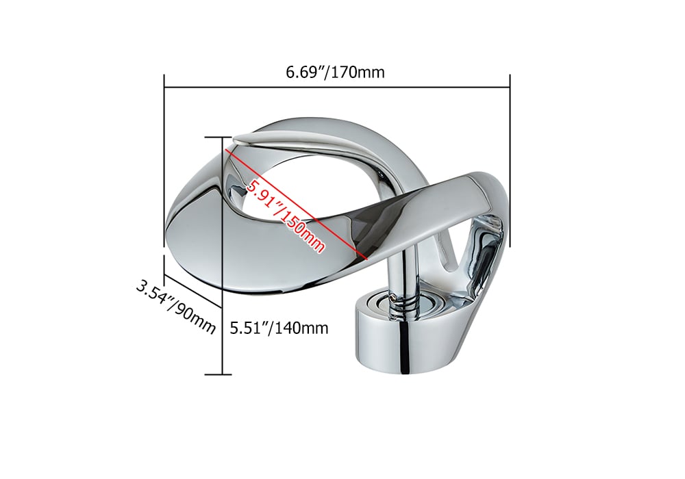 Waterfall Bathroom Sink Faucet in Chrome Single Handle Solid Brass