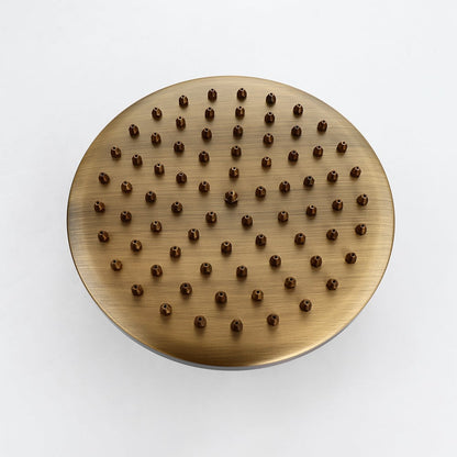 Classic Exposed Antique Brass Two Handle Round Rainshower Shower Fixture Solid Brass