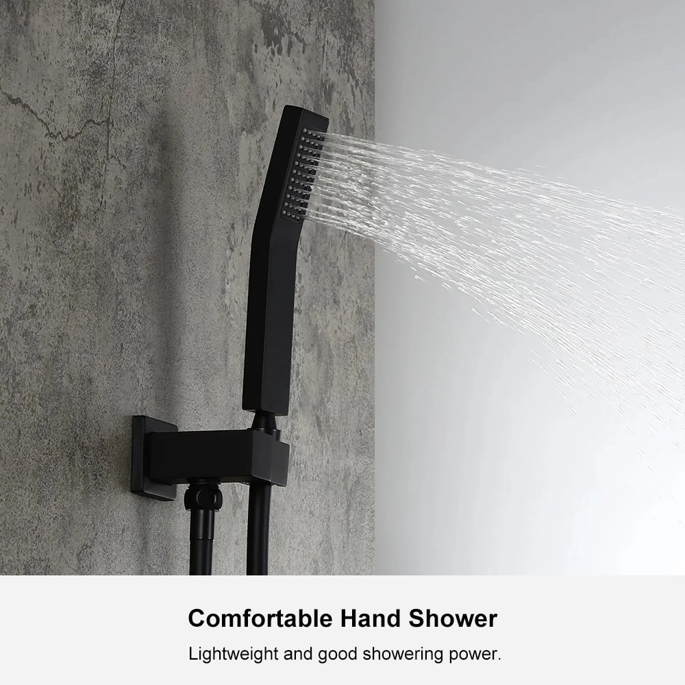 Modern 12" Wall Mounted Shower System with Handheld Shower Pressure Balance Valve