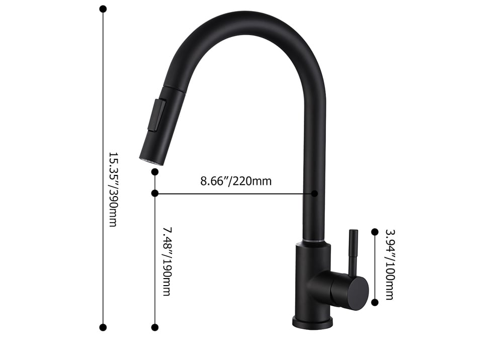 Matte Black Touch Kitchen Faucet Stainless Steel Pull Out Spray Single Handle