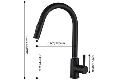 Matte Black Touch Kitchen Faucet Stainless Steel Pull Out Spray Single Handle