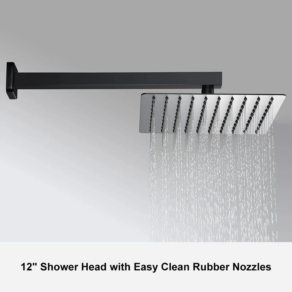 Modern 12" Wall Mounted Shower System with Handheld Shower Pressure Balance Valve