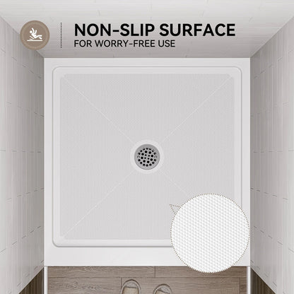 36 Inch Acrylic Shower Base with Chrome Center Drain Model BS3636-CH