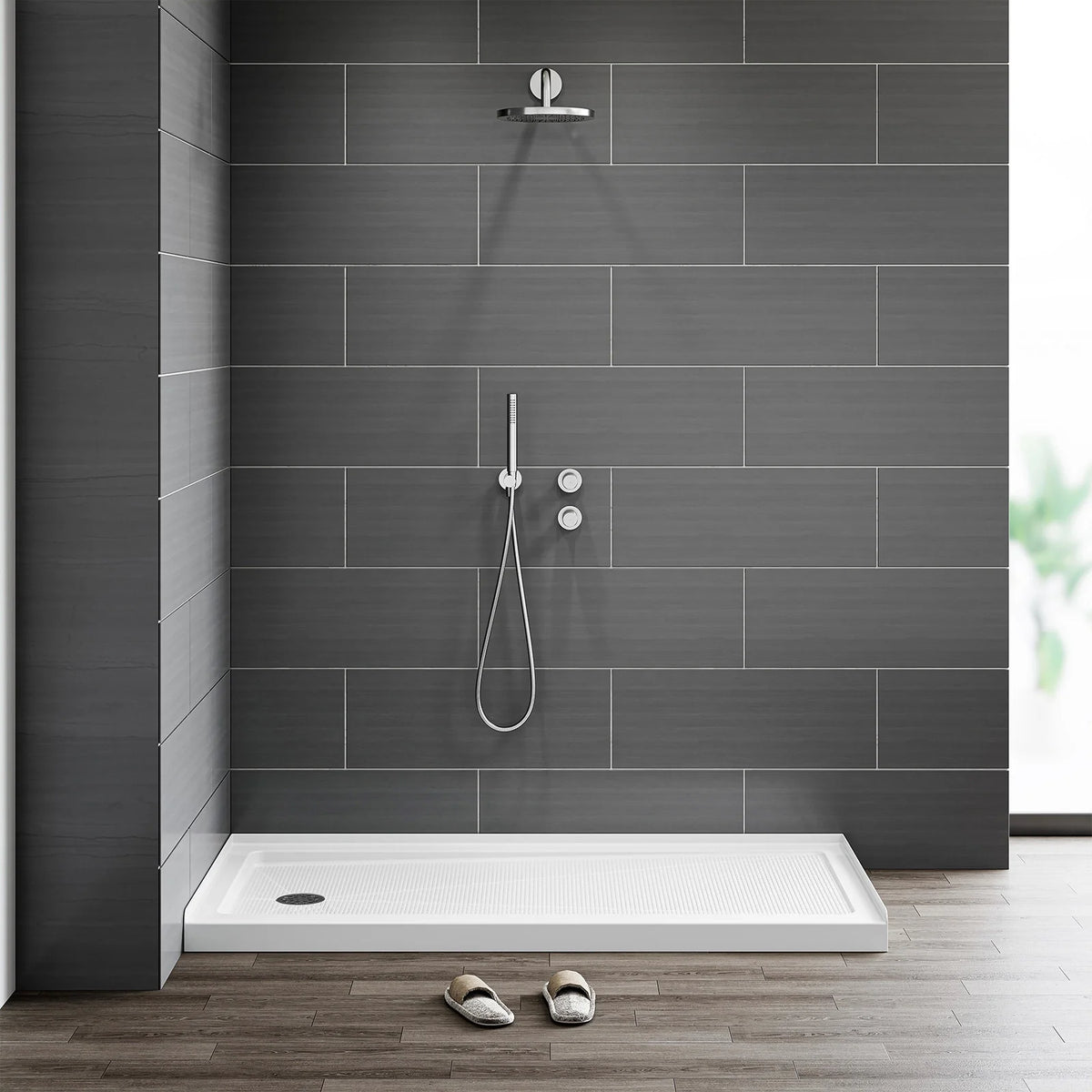 60 Inch Acrylic Shower Base with Left Drain BS6030-MB-L