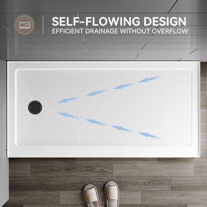 60 Inch Acrylic Shower Base with Left Drain BS6030-MB-L