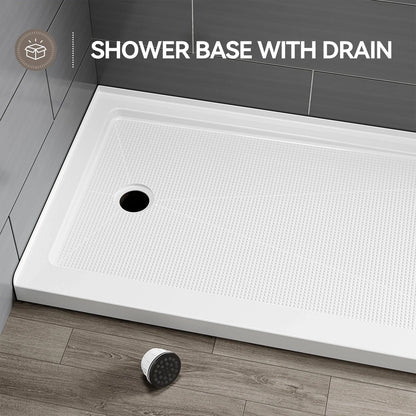 60 Inch Acrylic Shower Base with Left Drain BS6030-MB-L