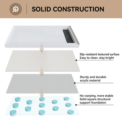 Acrylic Shower Pan with Right Drain Model BS6032-MB-R