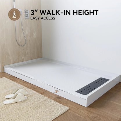 Acrylic Shower Pan with Right Drain Model BS6032-MB-R