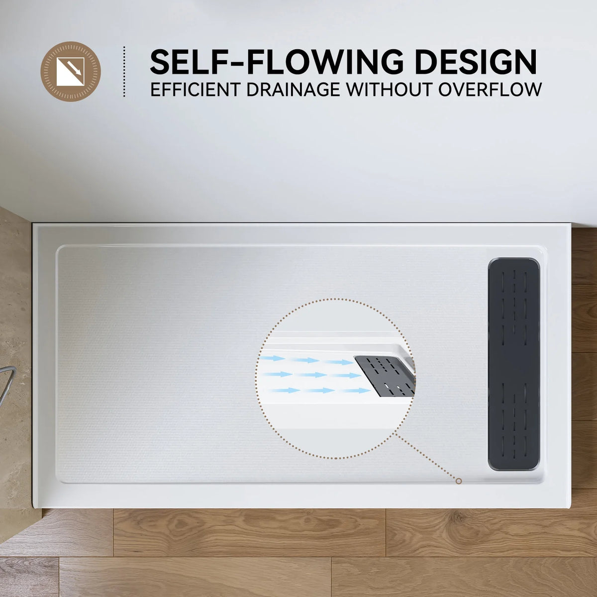 Acrylic Shower Pan with Right Drain Model BS6032-MB-R
