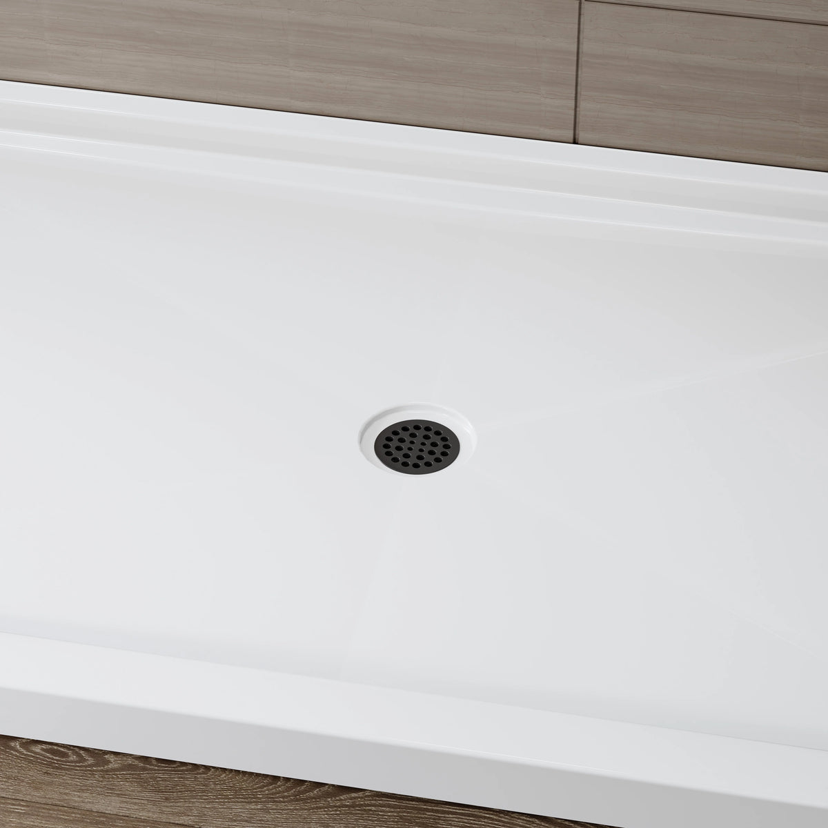 Chrome Acrylic Shower Pan with Center Drain Model BS6036-CH